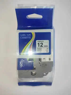 COMPATIBLE BROTHER TZ-231 TAPE - 12MM - BLACK ON WHITE - 8 METRES